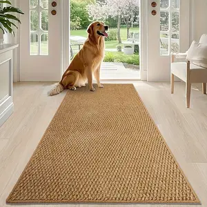 Simple Coconut Fiber Look Hard Texture Entrance Mat, Durable Scratch-Resistant Long Strip Threshold Pad, Pet-Friendly Summer Floor Mat