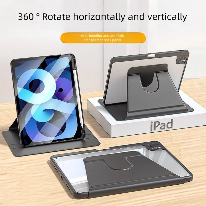Acrylic Plastic Protective Cover & Casing for 2018 9.7in iPad 6th Generation - Rotatable Full-Body Shell with Anti-Bend, Crash-Proof, Shockproof, Durable Handheld Tablet Accessory
