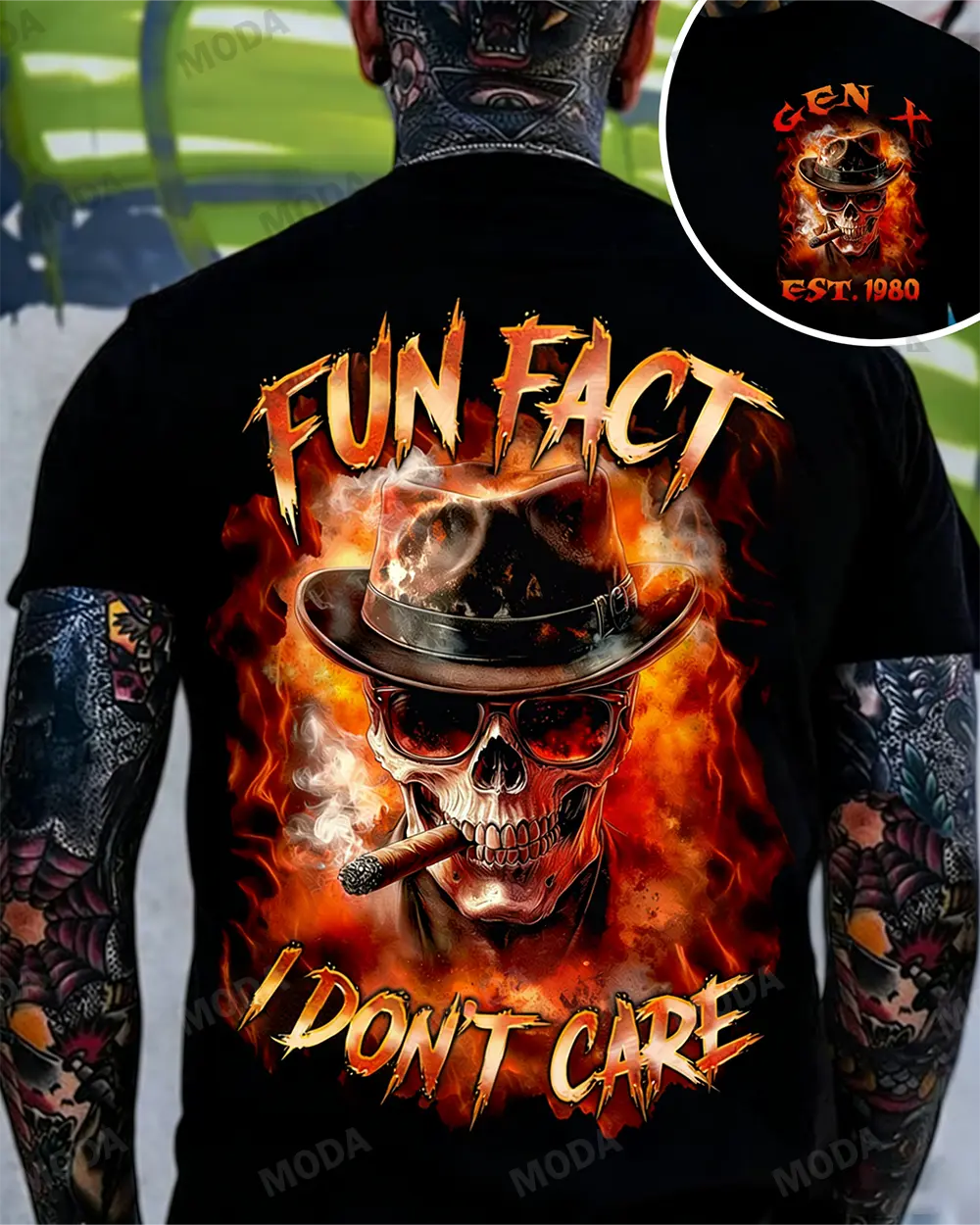 Chaosmoda Generation X Fun Fact I Don't Care Custom Year Skull T