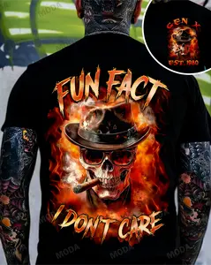 Chaosmoda Generation X Fun Fact I Don't Care Custom Year Skull T-shirt