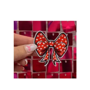 Red Dot Bow Iron On Patch