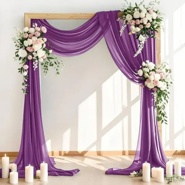 LINXTAR Wedding Arch Draping Fabric 30'' x 18FT Sheer Chiffon Arch Drape Backdrop 1 Panel Purple Drape for Easter Bridal Shower Baby Shower Photo Booth Church Decor Birthday Party Outdoor Decor