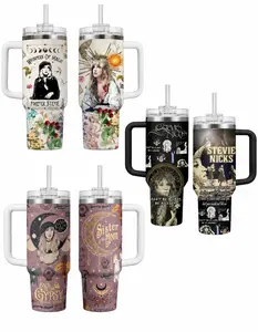 Steviee Nicks Tumbler | 40oz Handle Mug | Sister of the Moon Gift | Fleetwood Mac Fan Cup | Retro Witchy Hippie Goth Aesthetic Water Bottle
