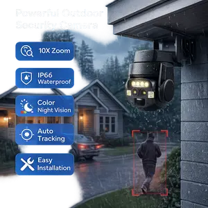 CareCam Pro 4K 8MP Dual Lens Wireless Camera with 10X PTZ Zoom AI Human Detection Colorful Night Vision 2 Way Audio IP66 Waterproof SD Card Cloud Storage Safety Monitoring Digital Picture Remote Surveillance Connection