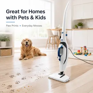 GLEEHILL Chemical-Free Steam Mop for Floors, Detachable Handheld Steam Cleaner for House, Safe Natural Deep Cleaning for Pet & Baby, Hardwood Laminate Carpet Steamer, 1550W Fast Heat Up Lightweight Multi-Accessories Portable Floor Washer 2026 New