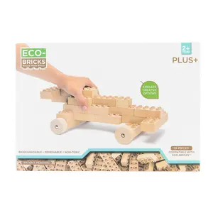 Eco-Bricks Plus+ 78 Piece Wood Bricks Large Education Set - Sustainable & LEGO® Duplo® Compatible Fun