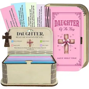 150 Prayer Cards Box, Wooden Gift Set with Inspirational Verses, Ideal for Mother's Day, Easter, Thanksgiving, New Year