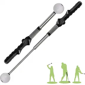 Retractable Golf Swing Training Aid, Golf Grip Trainer & Golf Swing Trainer for Warm-up, Right-Handed Golf Club for Indoor Practice, Golf Accessories - Strength & Tempo Training for Chipping Hitting
