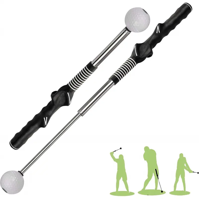 Golf Practice Equipment - Retractable Swing Trainer with Molded Grip for Right-Handed Golfers, for Tempo, Chipping, and Indoor Warm-Ups, Tempo Training, Golf Gear, Youth