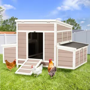 YODOLLA Chicken Coop, 56" Large Wooden Chicken Hutch with 6 Nesting Boxes, Outdoor Hen House Chicken Cage,Brown Pet Supplies