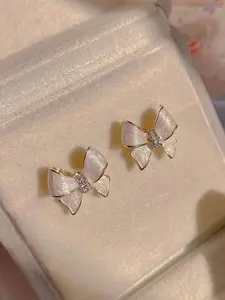 Elegant Bow Earrings for Women, Unique Dangle Design, All-Season Wear, Daily & Vacation Style, Simple and Sophisticated Jewelry, Zinc Alloy Material