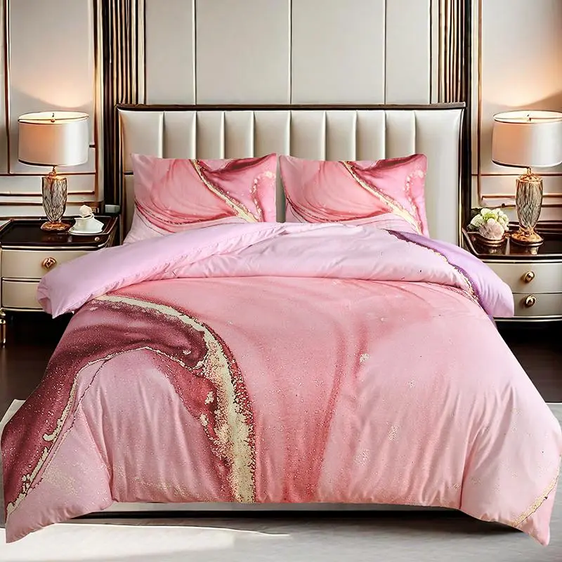 Abstract Art Print Decorative Duvet Cover Set, 2/3 Counts/set Including 1 Duvet Cover & 1/2 Pillowcase without Filler, Soft Comfortable Comfy Bedding Set for Home Bedroom