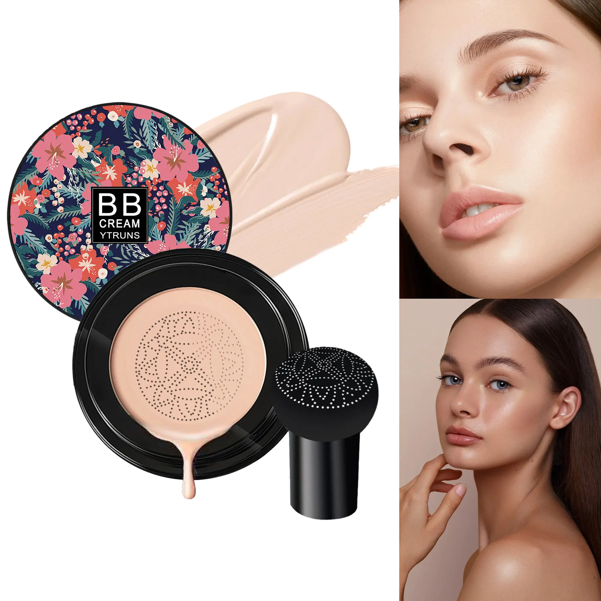Moisturizing Air Cushion Foundation Full Coverage, Lightweight Long-Wear With Natural Radiant Finish, Easy Mushroom Sponge Application For All Skin Types Facial Glow