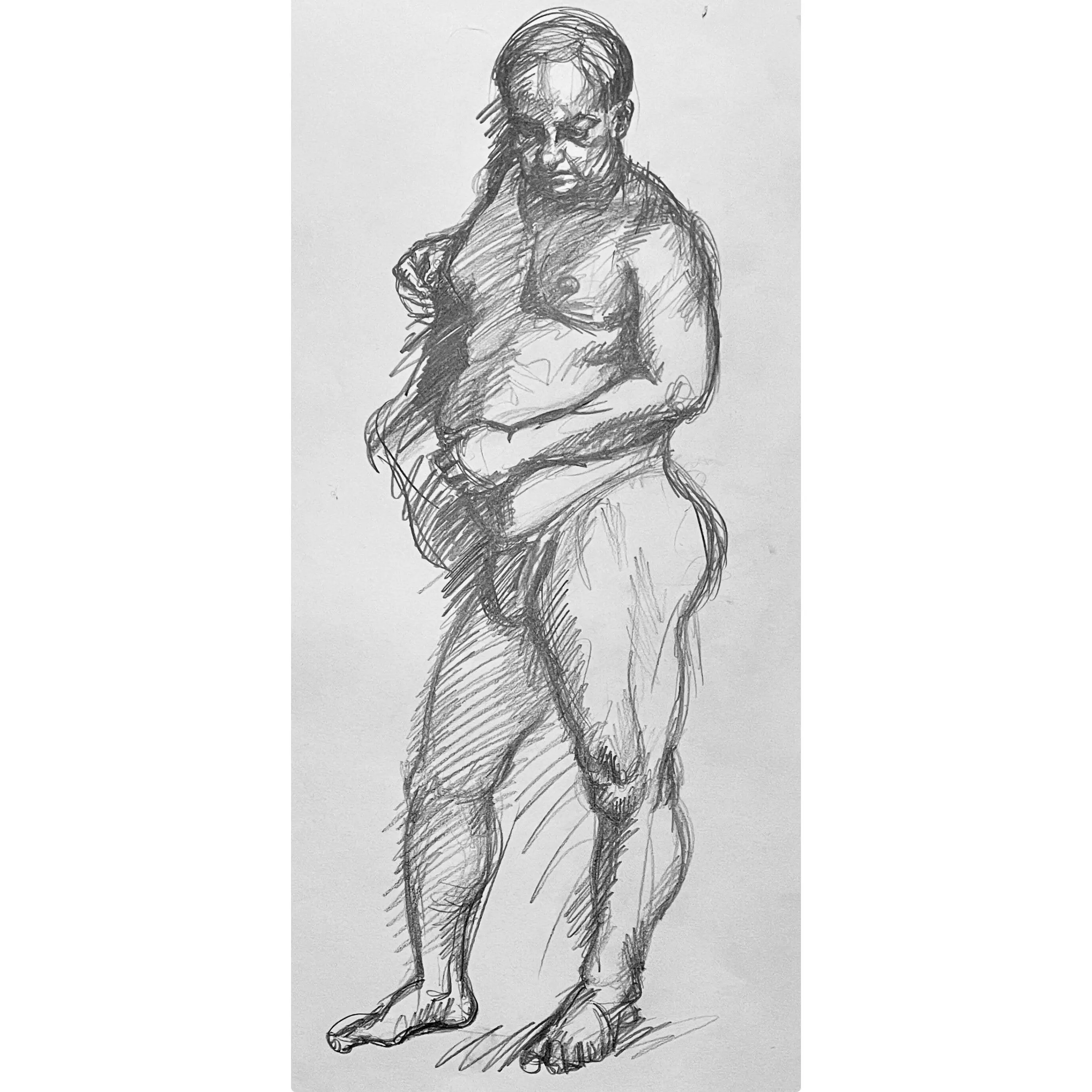 Ian Hornak, Renaissance Male Nude Figure Study, 1963, Original Drawing