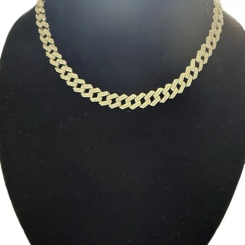 Cadena Mónaco diamantada en plata 925 con rodio