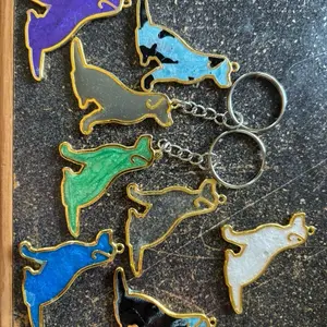 Custom Made Labrador Keychain - Gold Finish with Dog Design