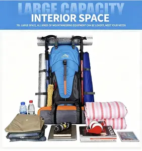 Blue outdoor hiking backpack
