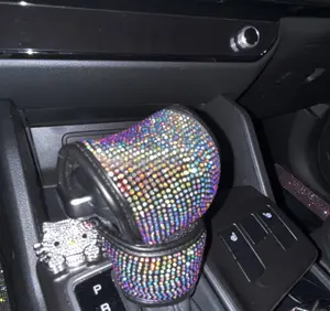 Ultra bling Auto Gear Shift Knob Cover, Car Knob Gear Stick Protector, Auto Shift Gear Cover with Crystal Glitter Bling Rhinestones, Universal Vehicle Decoration ice