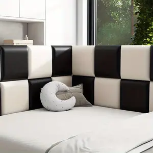 10pcs self-adhesive 3D anti-collision soft wall panel, peel and stick, removable, soundproof, safety protection, high-end leather wallpaper, suitable for home decoration, bedrooms, living room background walls, kitchens.