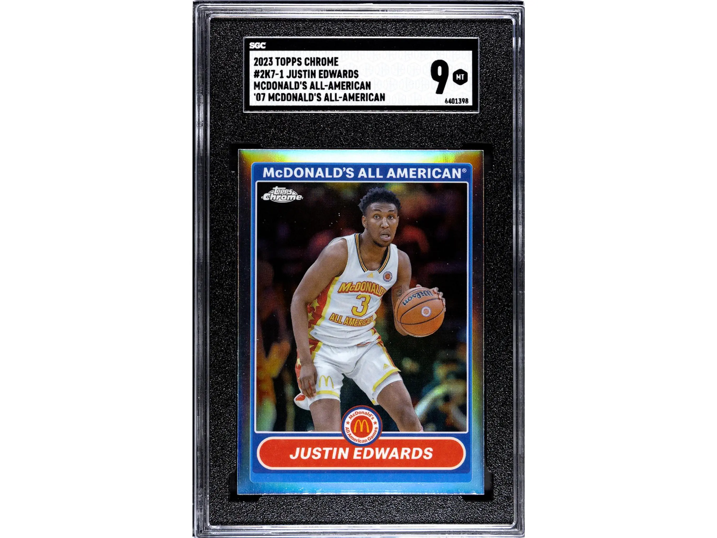 2023 Topps Chrome Mcdonald's All-American #2K7-1 Justin Edwards '07 Design SGC 9