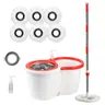 Spin Mop Bucket With Wringer Set, 6 Microfiber Mop Heads,1 Floor Scrub Brush And 61" Stainless Steel Adjustable Handle For Floor Cleaning White