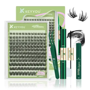 KEYYOU Ultra-thin Invisible Band Lash Kit Playful Girl CC Curl Spike Natural Wispy Cluster Lashes Kit Waterproof Lash Extensions Kit TikTok Shop SpringGlowUp