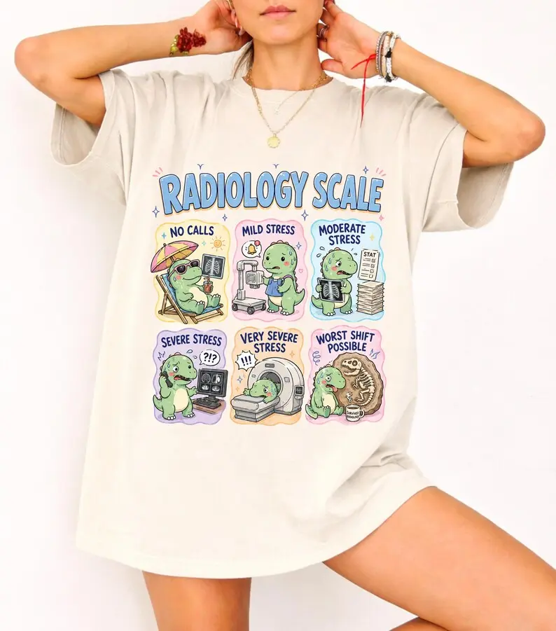 Comfort Colors Radiology Scale T-Shirt, Funny Dinosaur Rad Tech Graphic Tee, Medical Imaging Apparel, Dinosaur Shirt, Gift for Nurse
