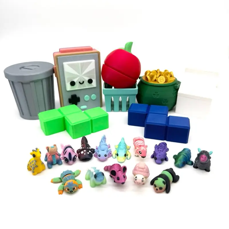 Articulating Mini Figurines and Containers - 3D printed Fidgets Great for Sensory Stress Relief (Frog Hedgehog Giraffe Hippo Gorilla Deer Fox Croc Leo