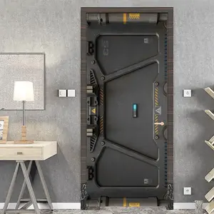 Industrial 3D Door Pattern Peel and Stick Wallpaper, Removable Waterproof Wallpaper, Self-adhesive Vinyl Sticker, Decorative Wall Sticker for Home Interior Decor