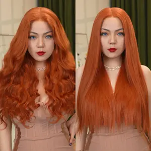 [Pre-order] FF WIG Braid Human Hair Glueless Wig Ginger Orange 22 Inches 7*5 Pre-Cut HD Lace 250% Density Wear Go Colored Wig with Special Drawstring #FFWIG