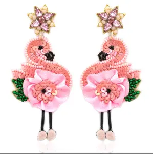 Beaded Flamingo Post Earring