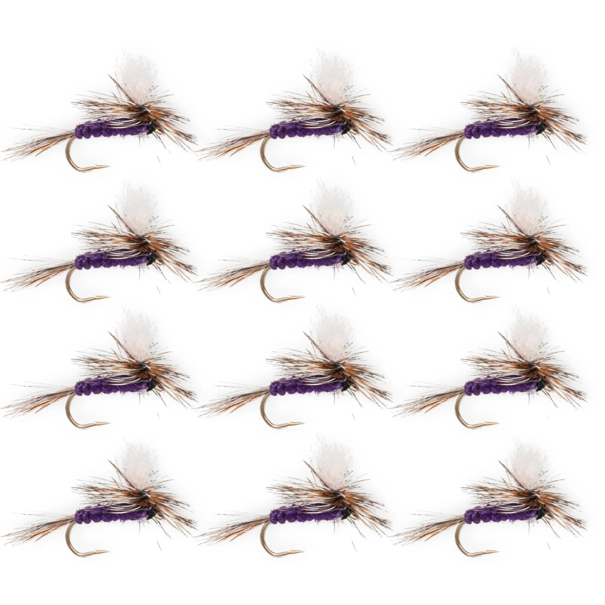 Floating Feather Supply Purple Haze Dry Fly 12 Pack – Attractor Trout Size 14