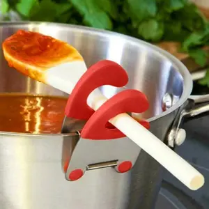 1pc Multi-Functional Stainless Steel and Silicone Pot Rack, Perfect Spoon and Utensil Hanging Hooks for Kitchen Organization, Kitchen Utensil Holder
