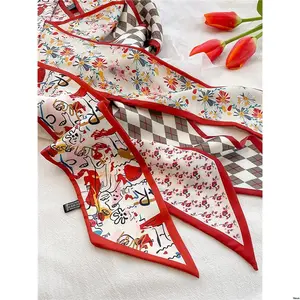 Decortaion Gift And Wear Daily Date , Elegant , Casual For Headband Ladies Set 4pcs / ' French - Style Red Floral Print Scarf , Boho