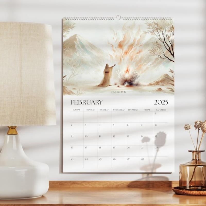 2026 Jesus Lamb Calendar, Inspirational Bible Wall Hanging, Monthly Illustrations, Essential Office and Home Decor