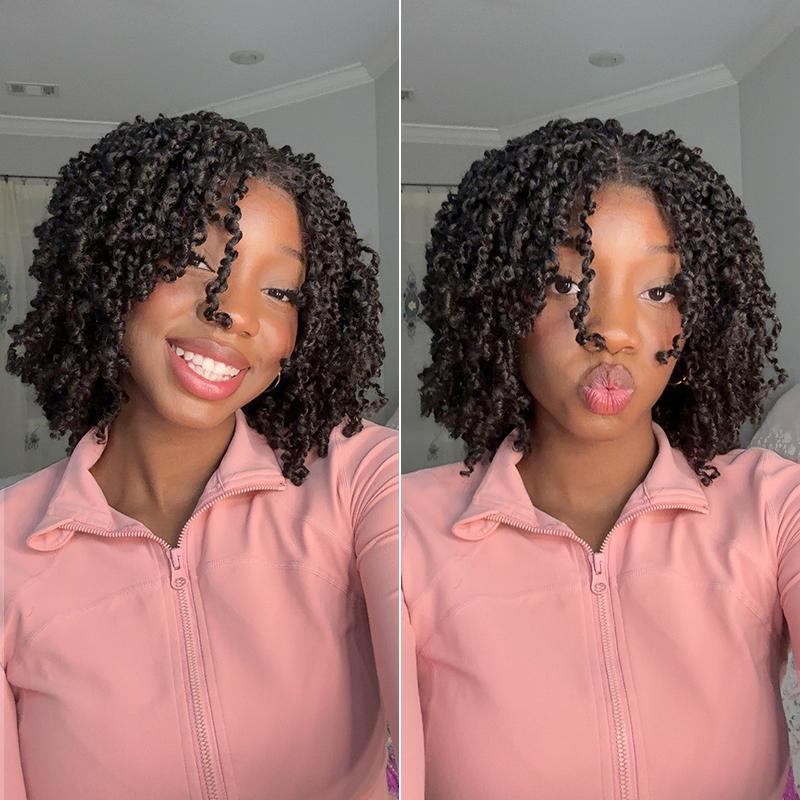 Frodio Veralux™ Fiber 12'' Synthetic Wig Micro Twist Curly Wigs 11X4 Closure HD Lace Dreadlock Wig TikTokShopBlackFriday