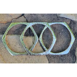 Hammered Hexagon Brass Bracelet