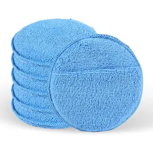 6PCS Wax Applicator Pads 5" Microfiber Applicator Pad with Finger Pocket Foam Buffing Pad for Car Detailing & Cleaning