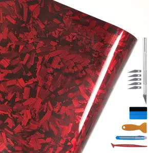 1ft x 5ft Forged Carbon Fiber Vinyl Wrap, High Gloss Car Wrap Vinyl Roll, Auto DIY Decal Film Sheet with Air Release Technology, Self-Adhesive Car Motorcycle Wrapping