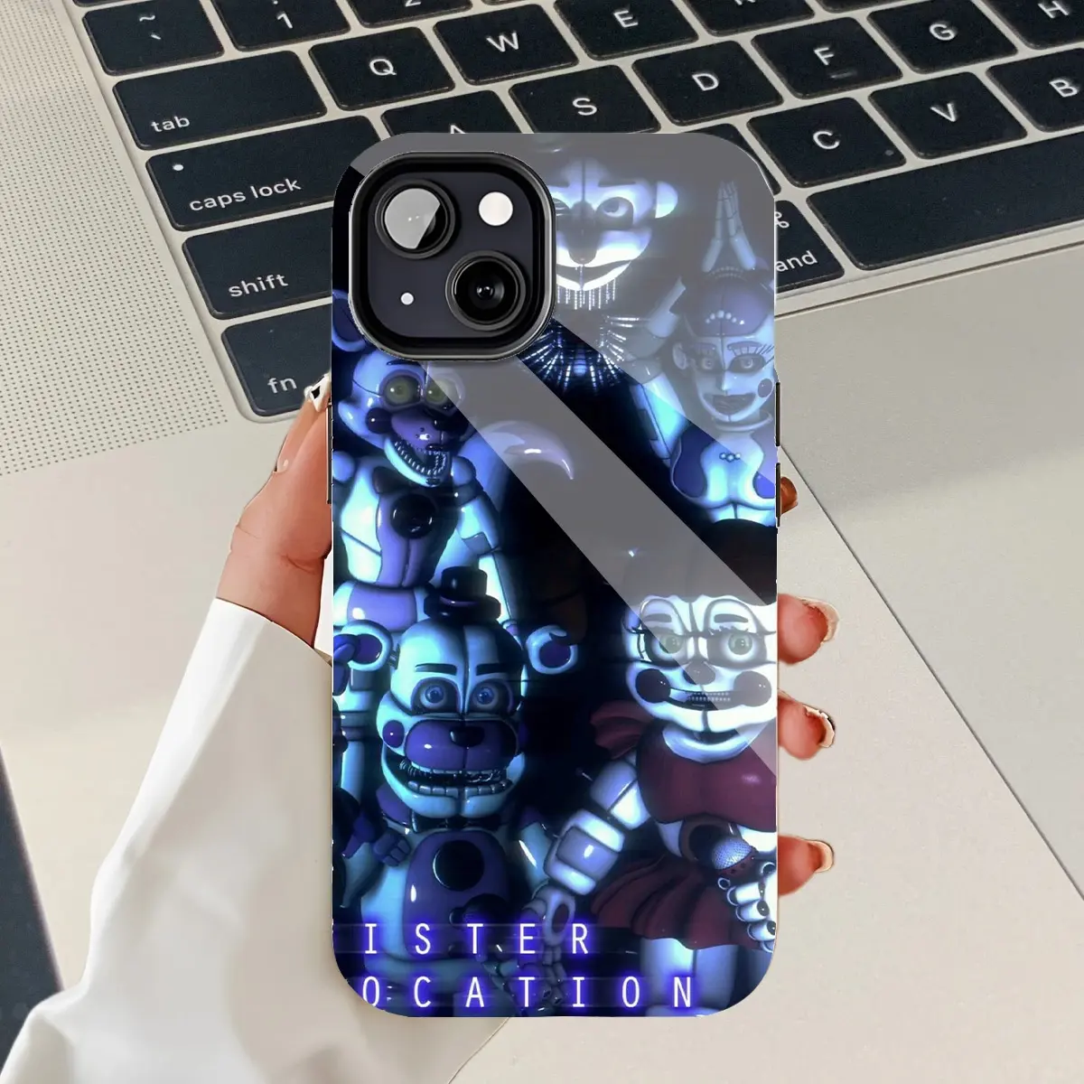 Halloween Five Nights at Freddy's Glowing Neon Cartoon Characters Mobile iPhone Case. PBT+TPU Dual-Layer Rugged Shockproof Cellphone Protective Case, Compatible with iPhone 16/15/14/13/12/11 Pro Max/Plus
