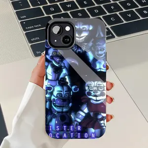 Halloween Five Nights at Freddy's Glowing Neon Cartoon Characters Mobile iPhone Case. PBT+TPU Dual-Layer Rugged Shockproof Cellphone Protective Case, Compatible with iPhone 16/15/14/13/12/11 Pro Max/Plus