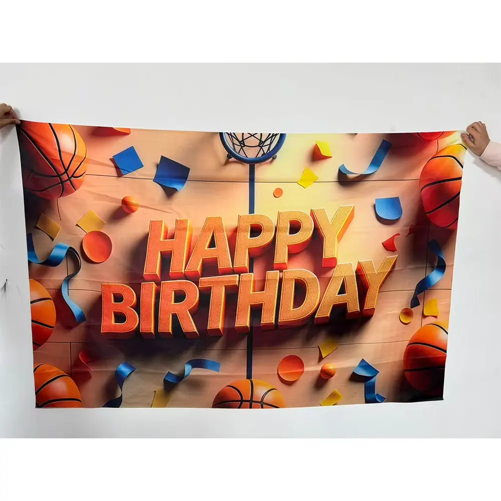 Basketball Birthday Backdrop Banner, Perfect Party Supplies for Celebrations & Anniversaries, Indoor/outdoor Wall Decor