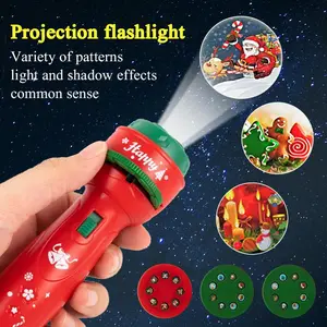 Christmas Projection Flashlight, Handheld Projection Toy, 24 Cartoon Designs, Fun Holiday Gift, Suitable for Family Education and Party Activities, A Fun Glowing Flashlight