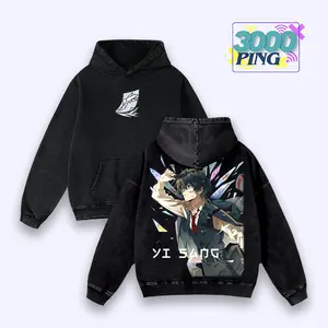 Yi Sang Limbus Company Vintage Bootleg Inspired Wash Tee, Retro Anime Video Game Graphic Unisex T-Shirt, Y2K Shattered Glass Throwback Heavyweight Sweatshirt, Japanese Streetwear Nostalgia Oversized Hoodie And Tank Top