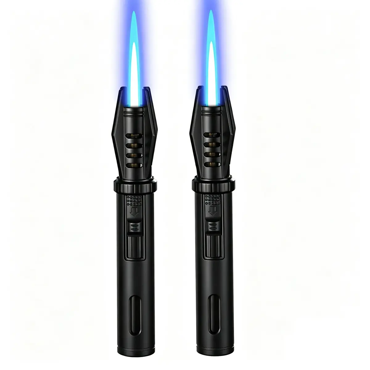 Metal 2-Piece Windproof Torch Lighter Set, Powerful Kitchen Baking & Outdoor Ignition Tool, Ideal for BBQ Charcoal & Holiday Gifts (No Fuel)