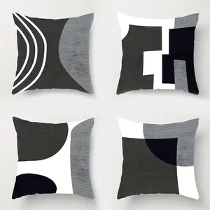 Geometric Pattern Pillow Case, 4pcs/set Modern Pillow Cover without Filler, Square Pillowcase for Home Office Living Room Bedroom, Creative Decorative Cushion