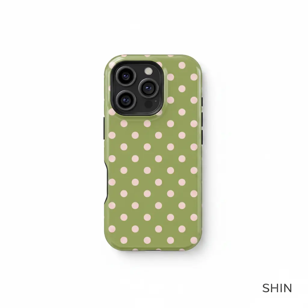Cute Aesthetic Olive Green with Pink Polka Dots Phone Case, Dual-Layer Shockproof Cover for iPhone 11-17 Series and Samsung Galaxy - TikTok Shop Cute Aesthetic Olive Green with Pink Polka Dots Phone Case, Dual-Layer Shockproof Cover for iPhone 11-17 Series and Samsung Galaxy - TikTok Shop
