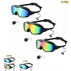 Adult Anti-Fog UV Protection Swim Goggles, Waterproof Durable Swimming Glasses for Men Women Teens, with Nose Clip and Ear Pads