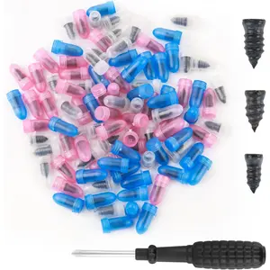 100PCS Tire Repair Kit,Self-Service Tire Screw Plug Repair Kit Includes 3-Size Plugs & Screwdrivers,Professional Screw in Tires Plugs Kits for Quick Repair