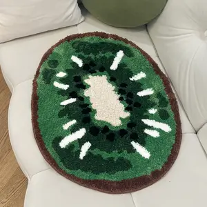 LAKEA Tufting Oval Kiwifruit Entrance Mat Bathmat Living Room Carpet Anti-Slip Bedside Rug Soft Bedroom Floor Pad Aesthetic Home Decor